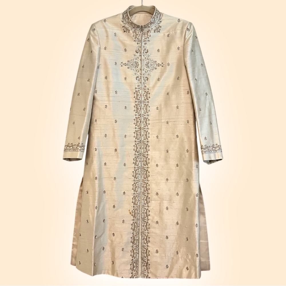 Light Gold Raw Silk Sherwani